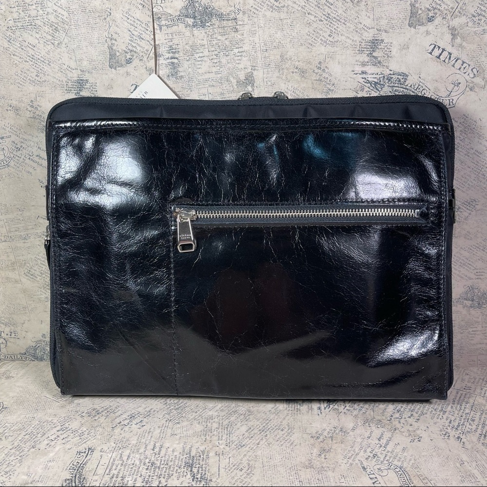 Ultima TOKYO ACE Laptop Bag Black Leather Nylon Work Briefcase NWT